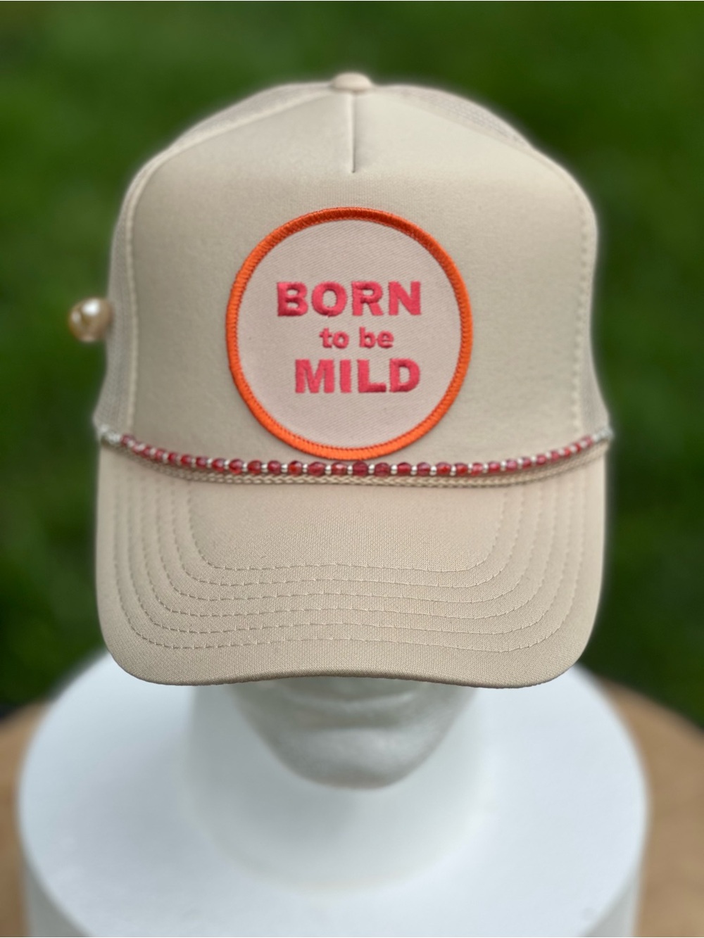 OTTO Beige Trucker Hat with Pink & Orange Accent - Picture 2 of 2